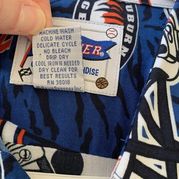 Reyn Spooner Auburn Tigers Men’s Medium Blue Football Hawaiian Button Shirt